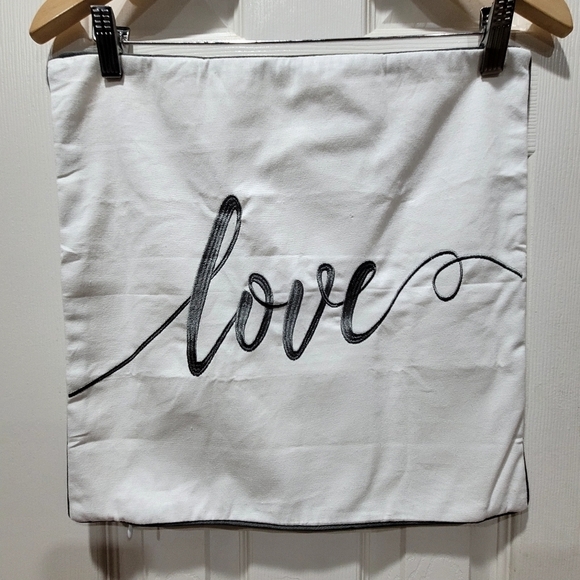 16×16 Love Embroidered Accent Pillowcase (1) Wedding Gift Newlywed White Gray - Picture 1 of 3